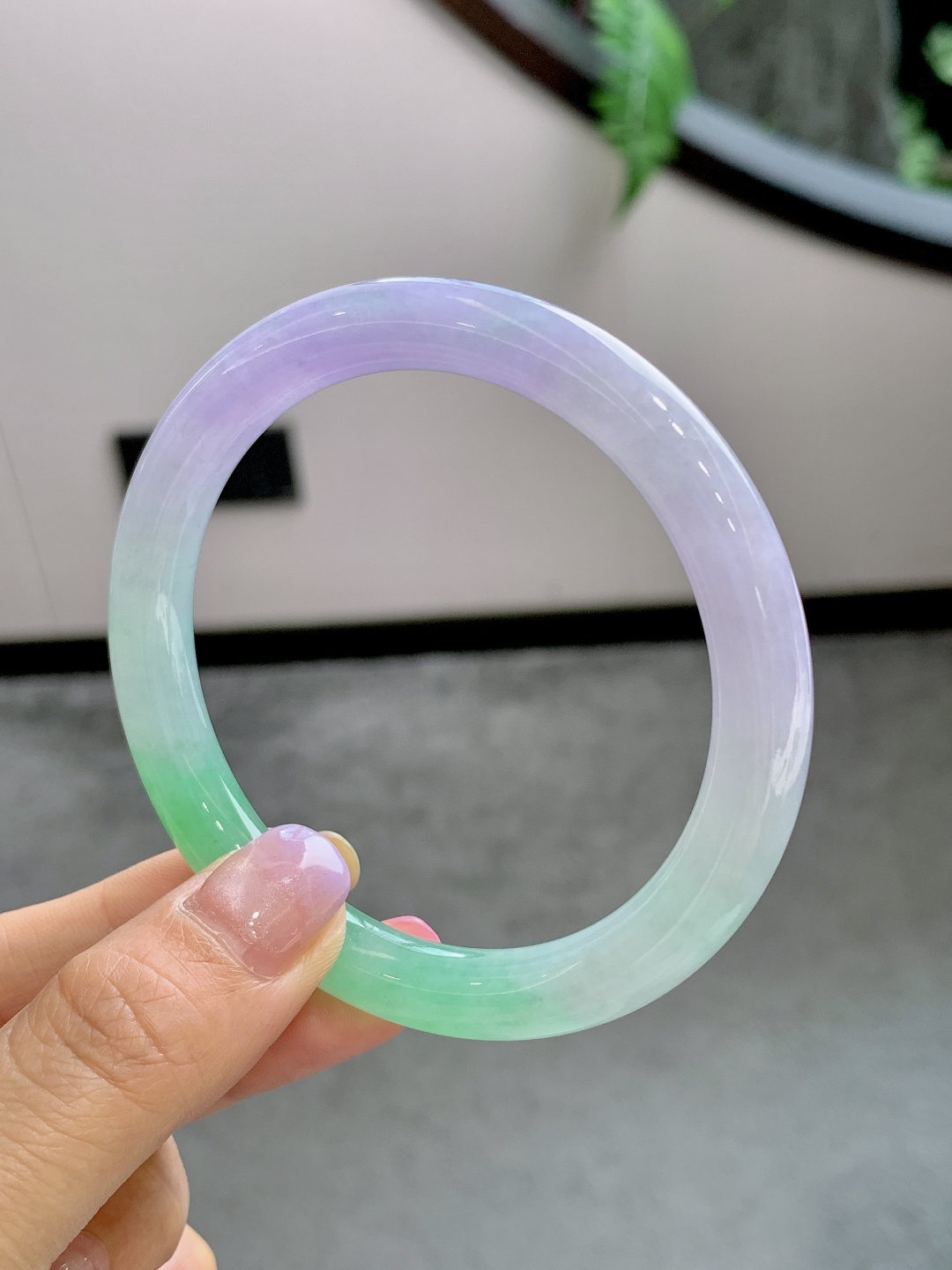 Icy Green Jadeite Bangle - JD-BR-0001-1