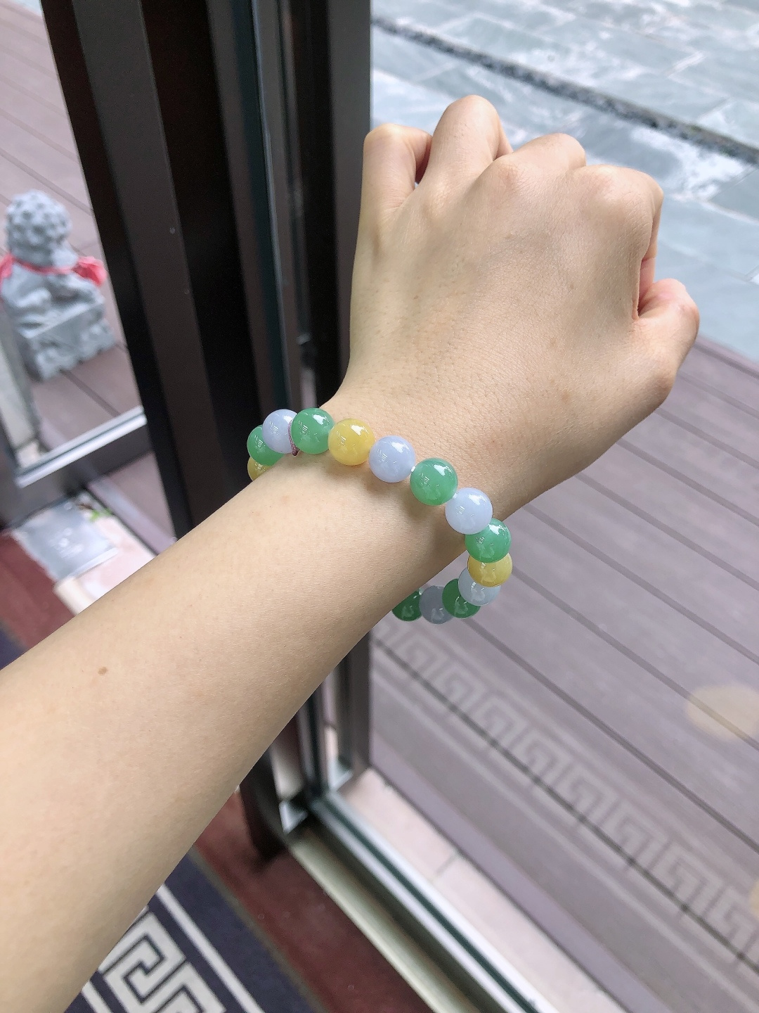 Green Jadeite Beaded Bracelet - JD-HS-0005-6
