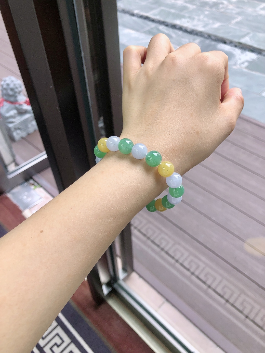 Green Jadeite Beaded Bracelet - JD-HS-0005-7