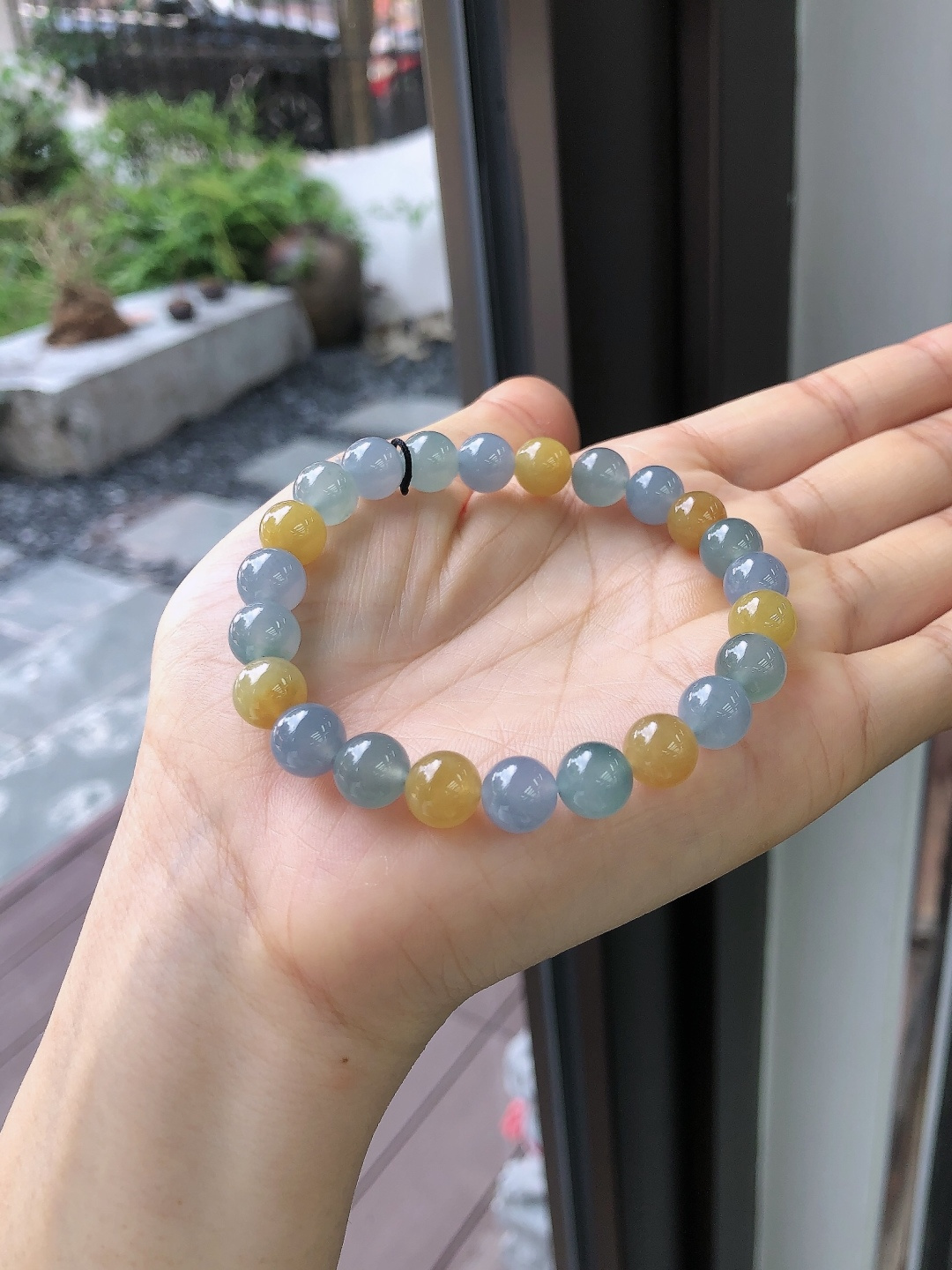 Icy White Jadeite Beaded Bracelet - JD-HS-0006-5