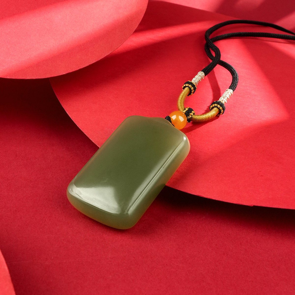 Hetian Jade Rectangular Plaque Pendant - image 2
