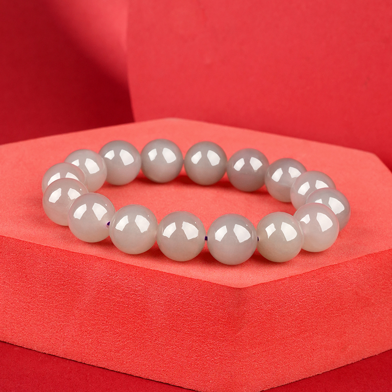 Smoky Purple Hetian Jade 12mm Beaded Bracelet - image 2