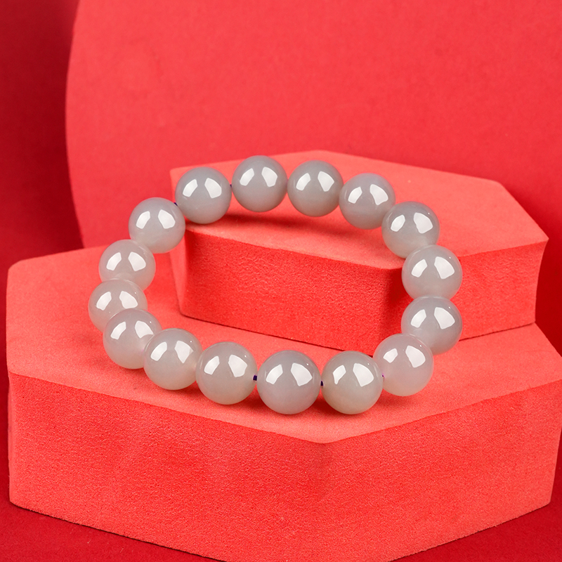 Smoky Purple Hetian Jade 12mm Beaded Bracelet - image 3