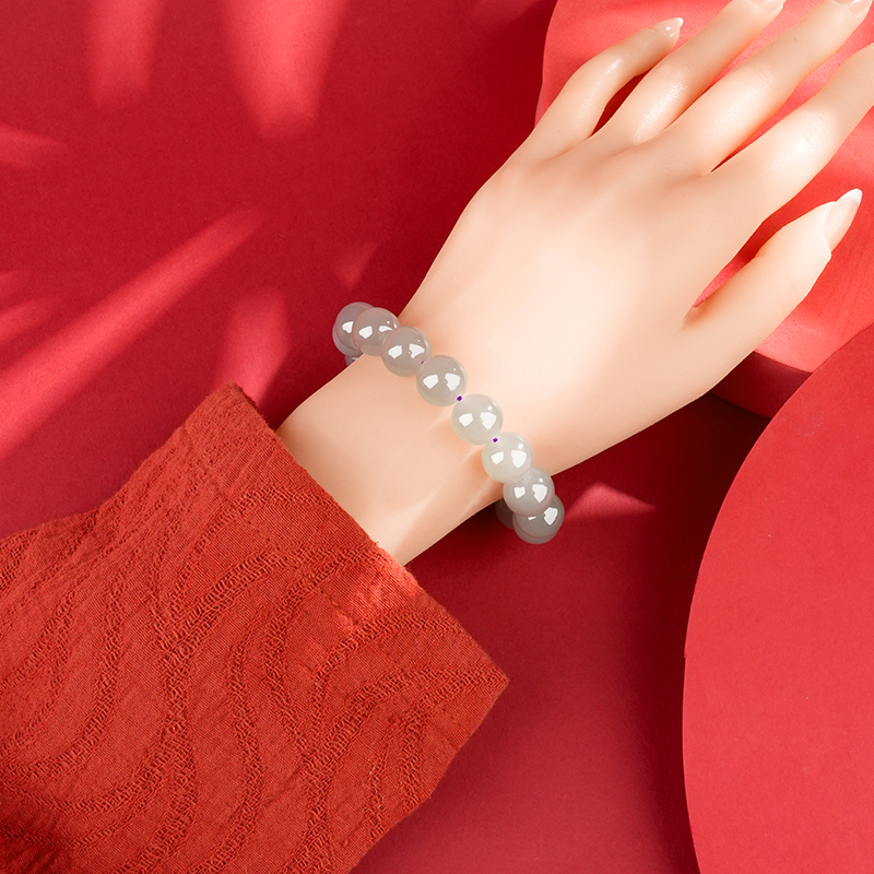 Smoky Purple Hetian Jade 12mm Beaded Bracelet - image 4