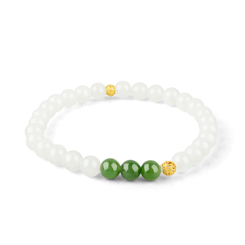 S925 Sterling Silver White Hetian Jade Bracelet 6mm - TZ680_09