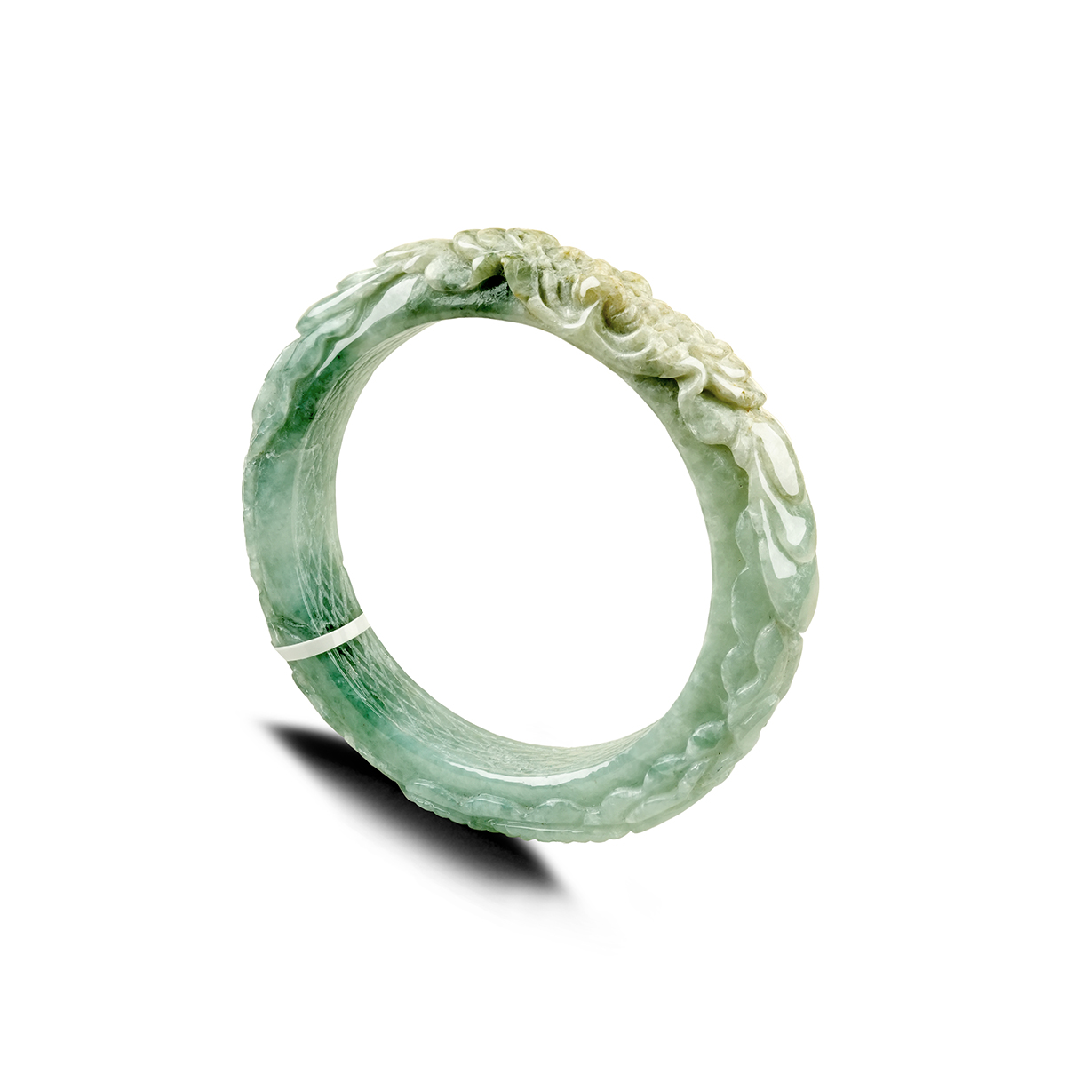 White and Green Jadeite Bangle - CMM025 - additional detail image 1